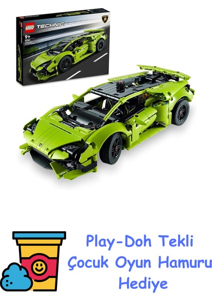 Technic Lamborghini Huracán Tecnica 42161 – 9 Yaş ve Üzeri Araba Tutkunu Çocuklar Için Yapılabilir Süper Spor Araba, Araç Modeli Severler Için Hediye Fikri (806 P + Play-Doh Oyun Hamuru