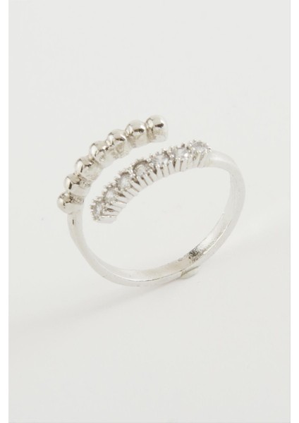 Techmrt Tek Sıra Taşlı Yüzük-Gümüş Rengi fiyatları