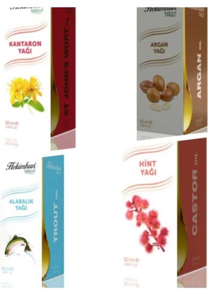 Kantaron 50 ml ve Argan 50 ml ve Alabalık 50 ml ve Hint 50 ml