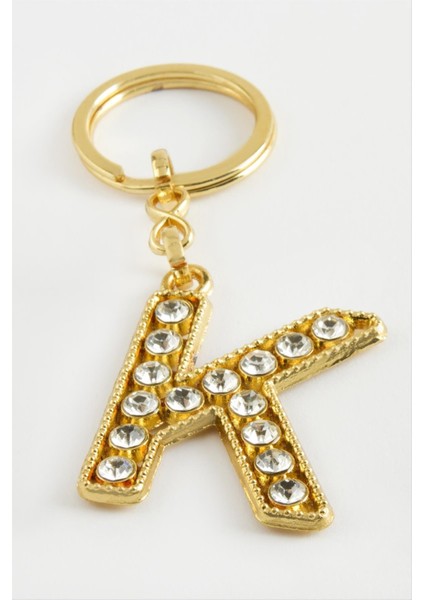 Techmrt Sarı Renkli Taşlı Harf Anahtarlık-K