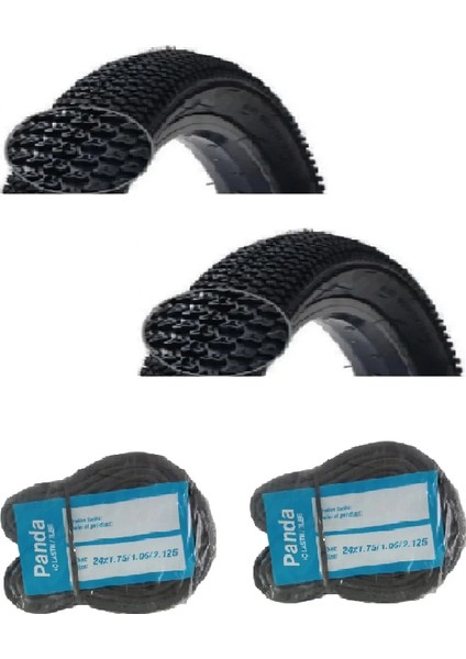 24 Jant 24X2.10 D2498 Bisiklet Dış Lastiği x 2 Adet + Panda Iç Lastik Seti