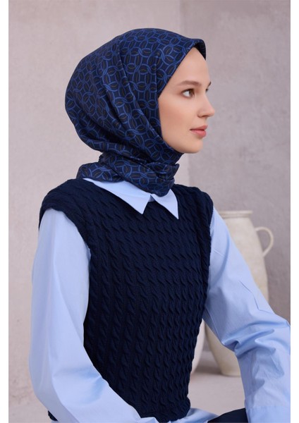 Geometrik Desen Ipek Twill Eşarp 4215D01 60