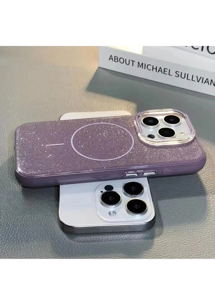 iPhone 16 Pro Kılıf Simli Parıltı Işıltı Luxury Renkli Magsafe Manyetik Wireless Şarj Özellikli