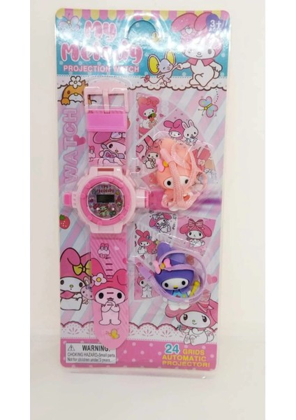 Projeksiyonlu 3 D Çocuk Saati ve 2 Adet Anahtarlık