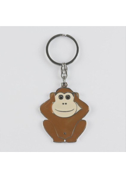 Techmrt Maymun Figürlü Metal Anahtarlık-Gümüş Rengi