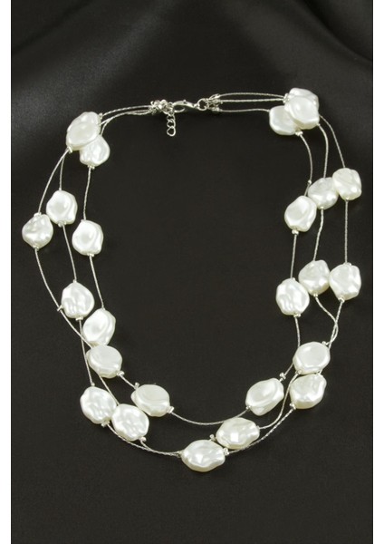 Techmrt Oval Inci Üçlü Kolye-Gümüş Rengi fiyatları