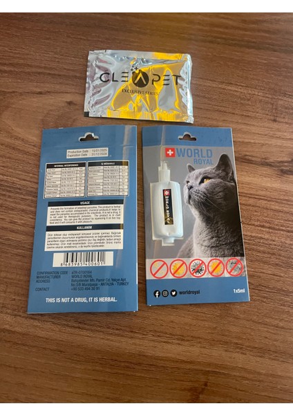 Kedi Iç P.razit Bitkisel Damla ve Mendil