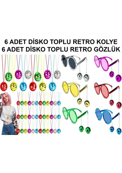 12 Parça Renkli Disko Toplu Retro Parti Seti – 6 Kolye + 6 Gözlük fiyatları