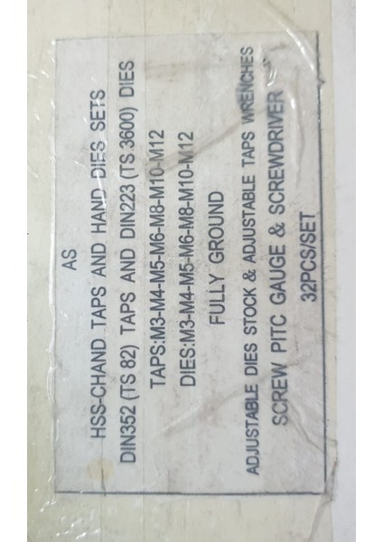 Hss Pafta ve Kılavuz Seti 32 Parça (M3-M12) modelleri