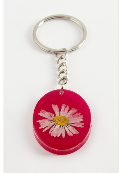 Techmrt Papatya Oval Epoksi Anahtarlık-Pembe fiyatları