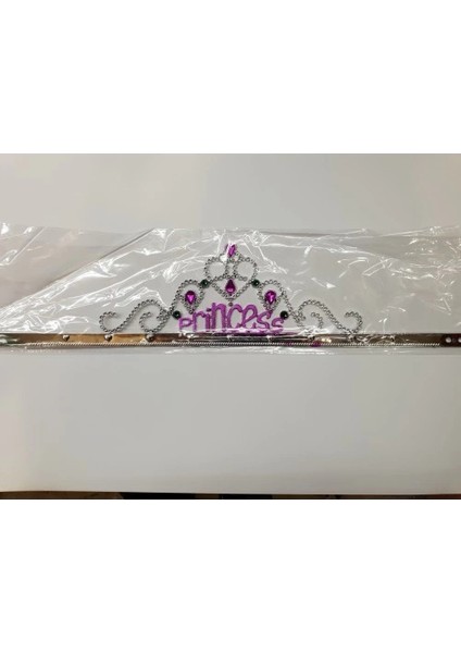 Gümüş Renk Prenses Yazılı Parti Tacı 60 cm modelleri