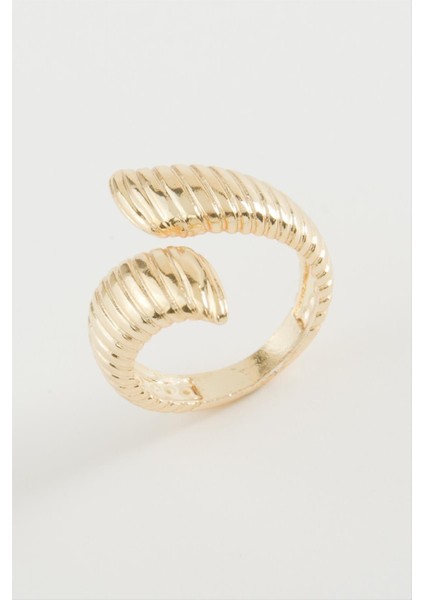 Techmrt Oval Çizgili Metal Yüzük-Sarı fiyatları