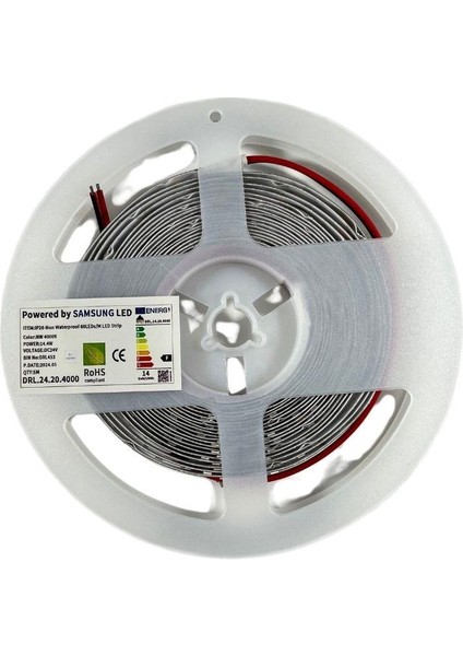 Samsung Şerit LED Samsung 60 Ledli 2835 Smd 4000K Şerit LED 24V 14.4W IP20 5m