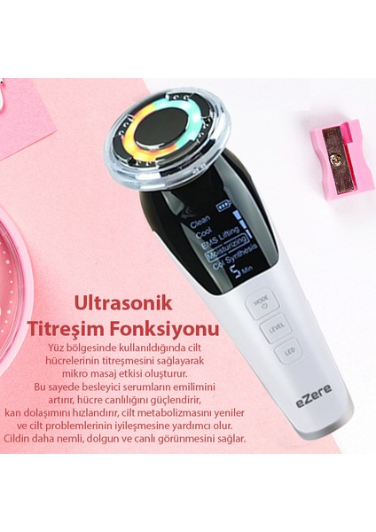 D818 Şarjlı Soğuk-Sıcak Kompresli Gerdirme, Nemlendirme, Kolajen Sentezli Ems Cilt Bakım Cihazı modelleri