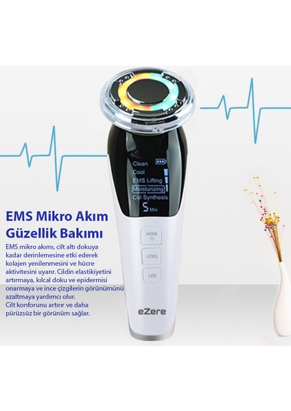 D818 Şarjlı Soğuk-Sıcak Kompresli Gerdirme, Nemlendirme, Kolajen Sentezli Ems Cilt Bakım Cihazı indirimleri