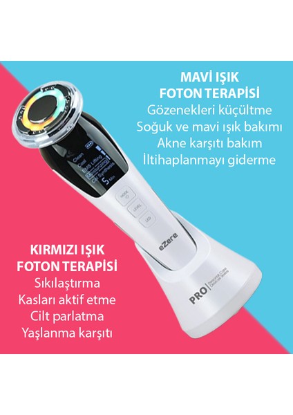 D818 Şarjlı Soğuk-Sıcak Kompresli Gerdirme, Nemlendirme, Kolajen Sentezli Ems Cilt Bakım Cihazı