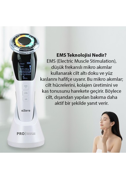 D818 Şarjlı Soğuk-Sıcak Kompresli Gerdirme, Nemlendirme, Kolajen Sentezli Ems Cilt Bakım Cihazı