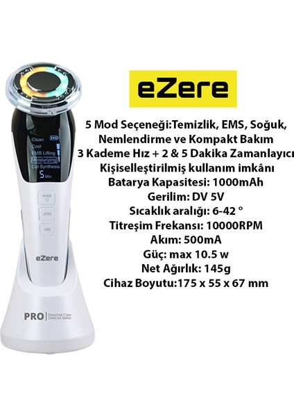 D818 Şarjlı Soğuk-Sıcak Kompresli Gerdirme, Nemlendirme, Kolajen Sentezli Ems Cilt Bakım Cihazı