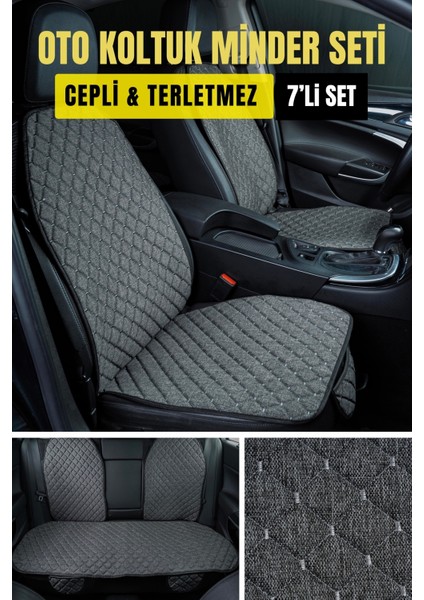 Terletmez Ergonomik,cepli Kaymaz Keten Oto Kılıf-Minder (7parça Set) fırsatları