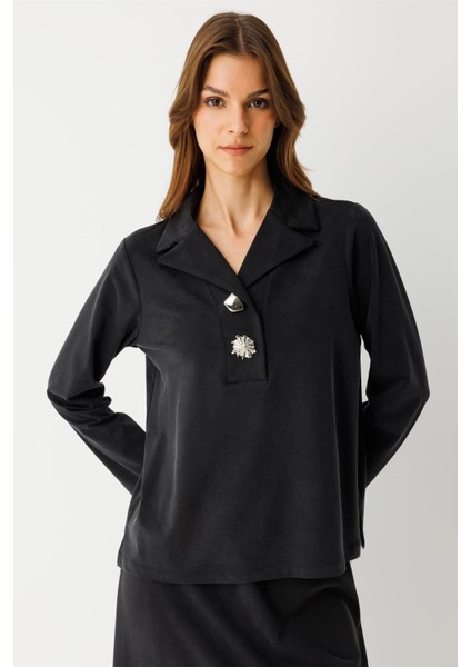 Iri Düğmeli Etekli Takım Siyah fırsatları