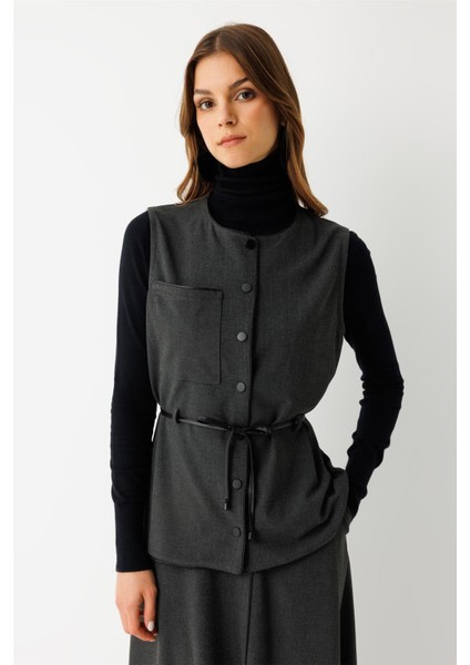 Yeleği Çıt Çıt Kapamalı Etekli Takım Antrasit fiyatları