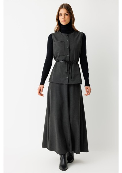 Yeleği Çıt Çıt Kapamalı Etekli Takım Antrasit fırsatları