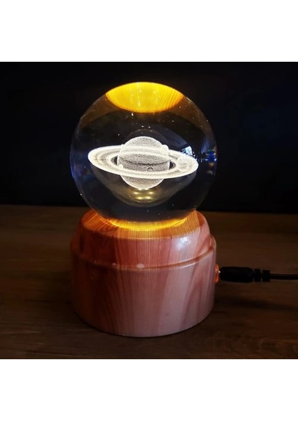 Dekoratif Satürn Gezegen Tasarımlı Dönen Cam Küre modelleri