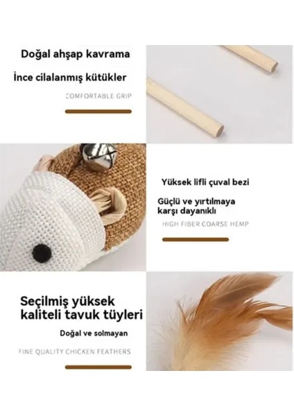 Doğal Jut Fare Sembollü Kedi Oltası modelleri