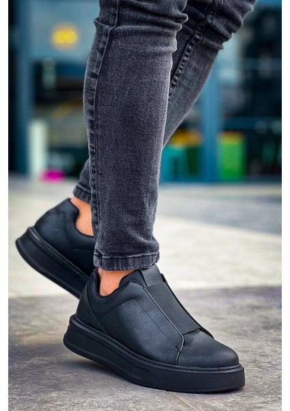 KB-007 Kuback Siyah Siyah Yüksek Taban Tek Bant Bağcıksız Günlük Erkek Ayakkabı modelleri