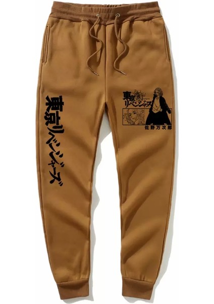 Özel Tasarım Siyah Ejderha Baskılı %100 Pamuk Kışlık Japon Stil Erkek Çocuk Eşofman Altı