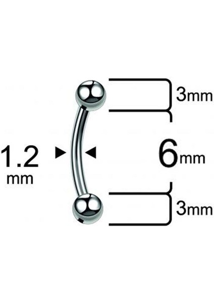 Kaş Piercingi Klasik Banana ( Muz) Piercing - 316L Cerrahi Çelik - Top Çapı: 3 mm fiyatları