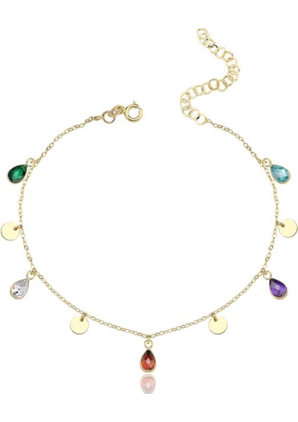 Pullu Mavi Kırmızı Damla Taşlı Halhal modelleri