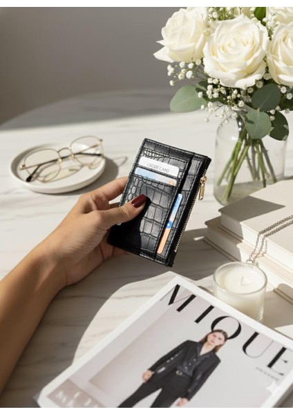 Siyah Kroko Desen Kartlık Cüzdan modelleri