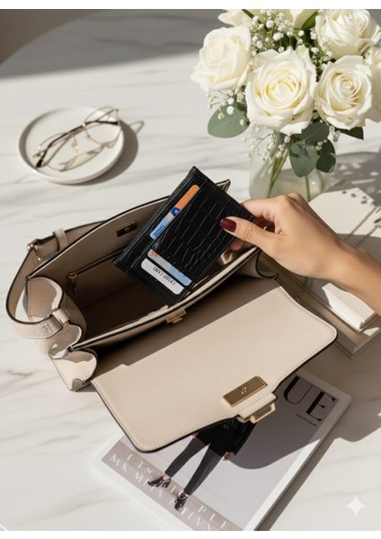 Siyah Kroko Desen Kartlık Cüzdan fırsatları