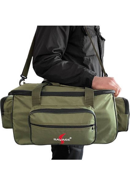 Çok Amaçlı Malzeme Çantası - Büyük - Haki - 35021 - Balıkçı Çantası - Seyahat Çantası