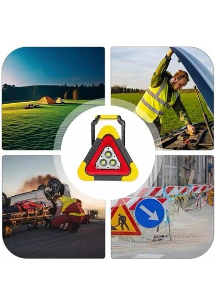 Işıklı Üçgen Reflektör LED Projektör Acil Durum Feneri Flaşör 500 Lümen