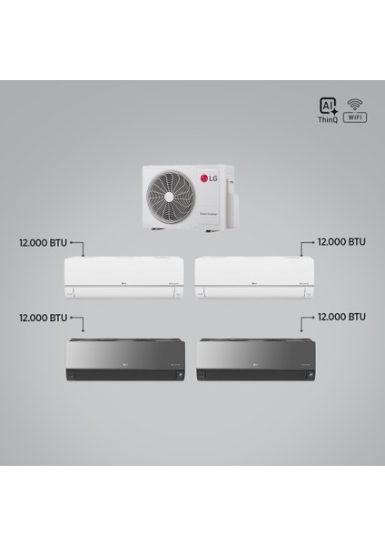 1+4 Multi Sistem / 12+12+12+12 Iç Üniteler = 1 Adet Dış Ünite Al Thinq Wi-Fi Kontrolü