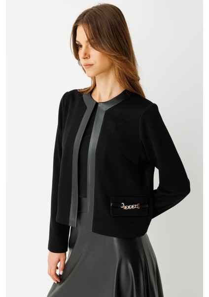 Deri Etekli Takım Siyah fırsatları