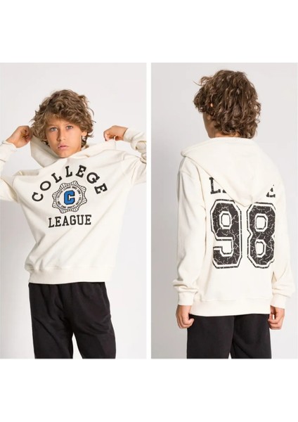 Erkek Çocuk Kapüşonlu Yıkamalı Kumaş College Model Sweatshırt