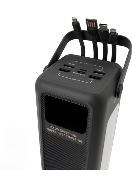 50000MAH Outdoor Powerbank | 22.5W Hızlı Şarj | Dahili 4 Kablo + Usb-C Çıkış fırsatları