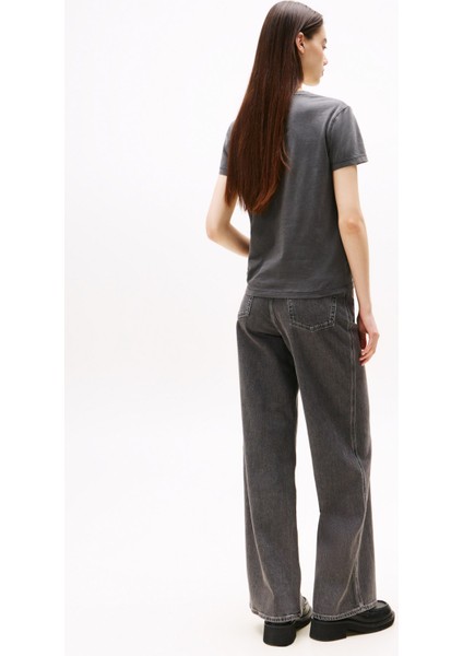 Yuvarlak Yaka Baskılı Siyah Kadın T-Shirt DW0DW21966BDS modelleri