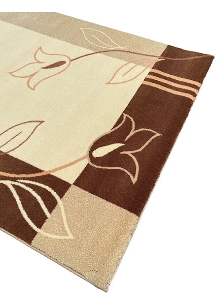 Saray Halı Klasik 1938 Krem 100X200 Kahve Yolluk 2 Metre Açık Kahverengi - Krem fırsatları