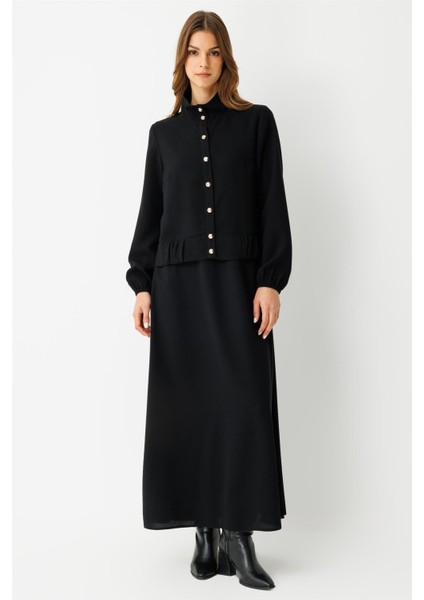 Büzgü Detaylı Elbiseli Takım Siyah fiyatları