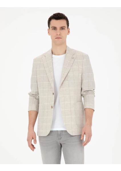 Erkek Slim Fit Keten Ekose Ceket 1853881 fiyatları