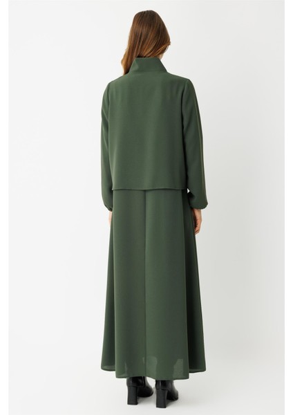 Büzgü Detaylı Elbiseli Takım Haki indirimleri