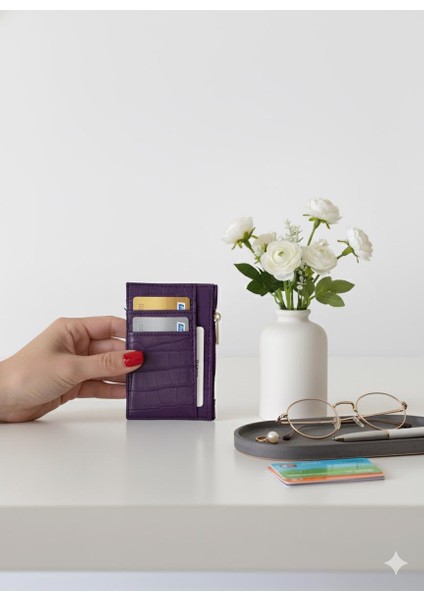 Mor Kroko Desen Kartlık Cüzdan fiyatları