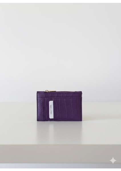 Mor Kroko Desen Kartlık Cüzdan