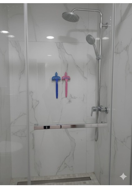 2'li Set Yapışkanlı Sistem, Mavi ve Pembe Banyo Düzenleyici, Kadın-Erkek Jilet Tutucu, Lif Tutucu indirimleri