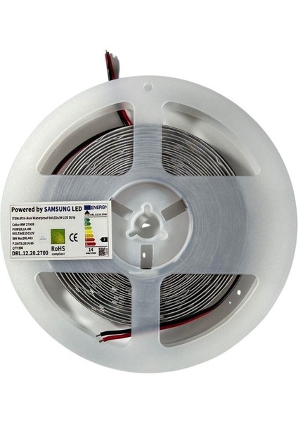 Samsung Şerit LED Samsung 60 Ledli 2835 Smd 2700K Şerit LED 12V 14.4W IP20 5m