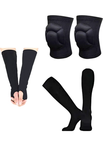 Voleybol Dizliği Set 6 Parça Dizlik Kolluk ve Uzun Çoraplı